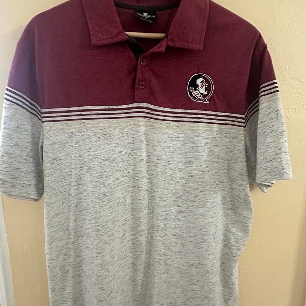 Florida State FSU Seminoles Men's Medium Colosseum Garnet Gray Polo Shirt